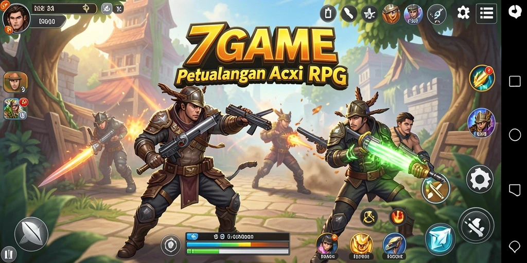 Tampilan screenshot 7GAME yang menunjukkan pertarungan seru dalam permainan ARPG.