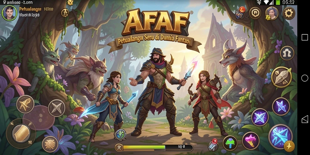 Tampilan gameplay <strong>AFAF</strong> yang epik dan penuh aksi di dunia fantasi.