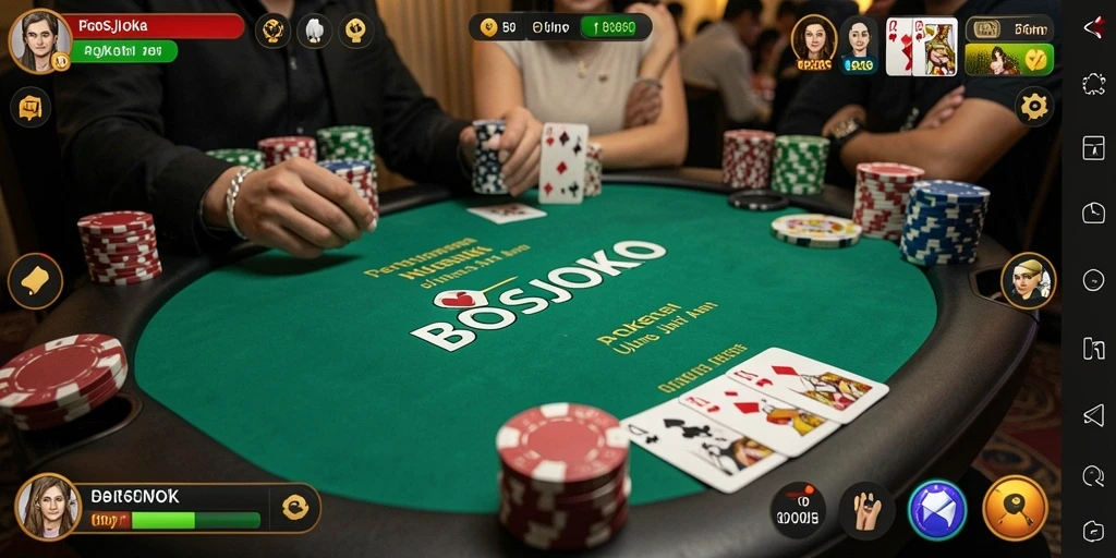 Gameplay seru dan interaktif dari BOSJOKO dalam permainan Poker.