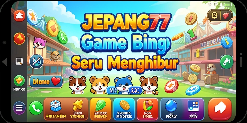 Screenshot dari gameplay Bingo JEPANG77 yang menampilkan suasana permainan yang ceria.