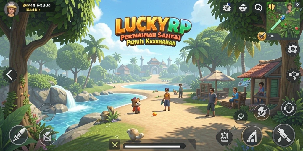 Tampilan seru dari gameplay LUCKYRP yang penuh warna.
