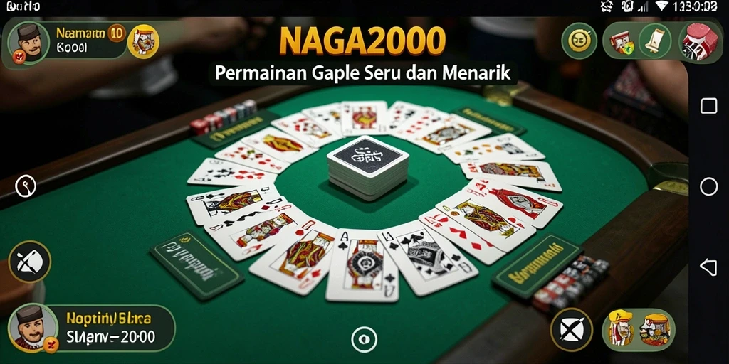 Screenshot gameplay NAGA2000 yang menunjukkan aksi seru permainan Gaple.