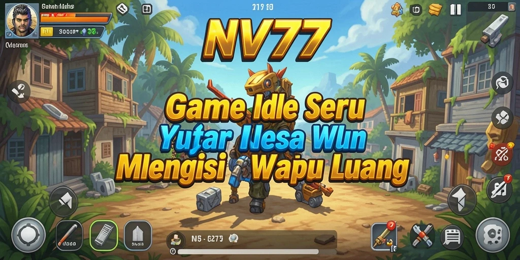 Tangkapan layar gameplay NV77 yang menampilkan kemajuan karakter dalam permainan Idle.