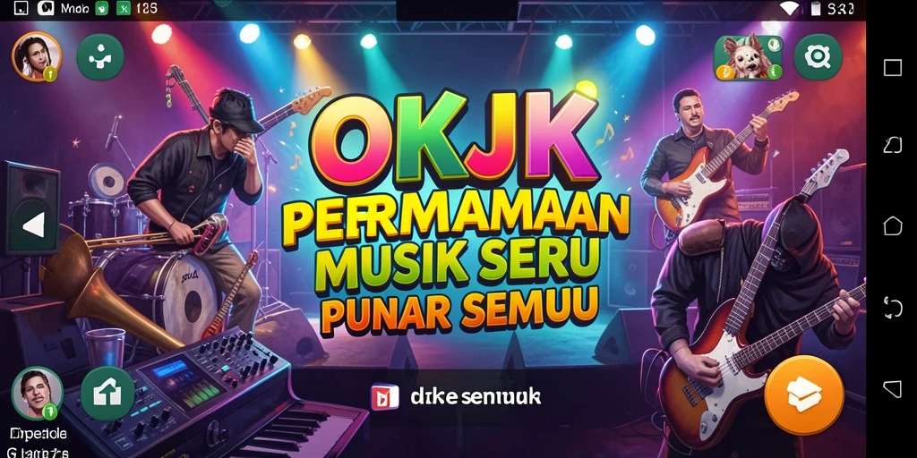 Tampilan gameplay OKJK yang menarik dan penuh warna saat bermain musik.