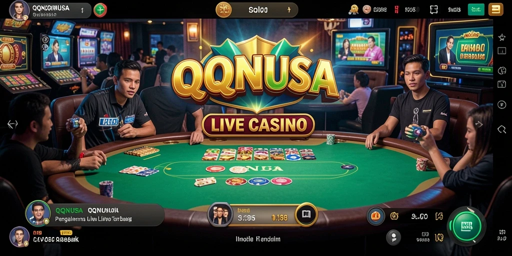 Tampilan gameplay menakjubkan di QQNUSA dengan dealer langsung.
