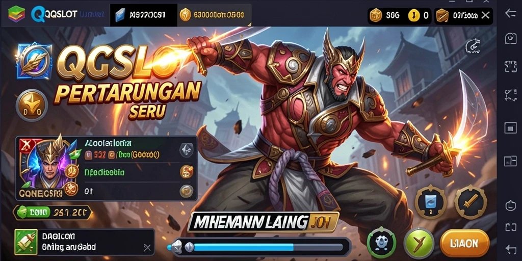 Screenshot gameplay QQSLOT yang menunjukkan aksi pertarungan seru.