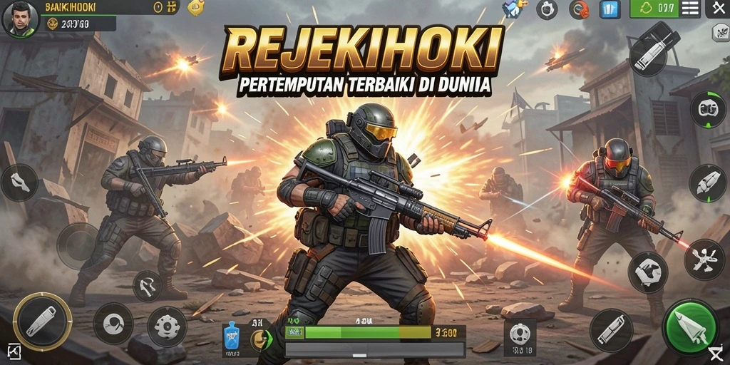 Tampilkan aksi seru dalam permainan Battle Royale REJEKIHOKI.