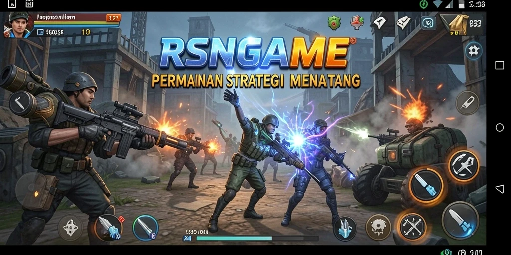Tangkapan layar gameplay RSNGAME menampilkan pertempuran strategis yang intens.
